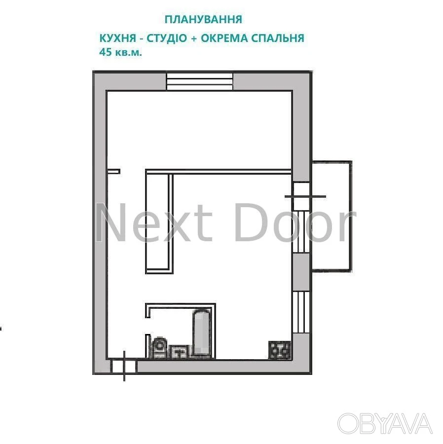 2-комнатная квартира, 45 м.кв.