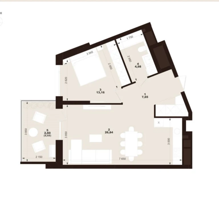 Продаж 1-кімнатної квартири 55.14м.кв.  в ЖК Marvel Hill