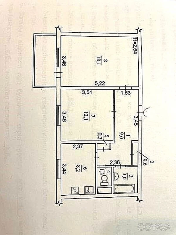 2-комнатная квартира, 56 кв. м