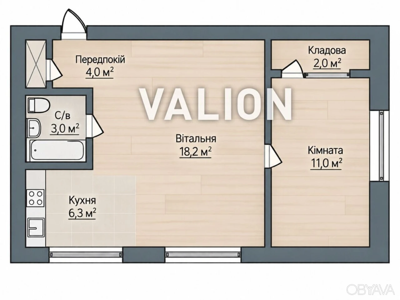 2-комнатная квартира, 46 кв.м