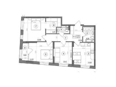 Продаж 3к квартири 74.6 кв. м на шосе Столичне 1Б • ID 34814