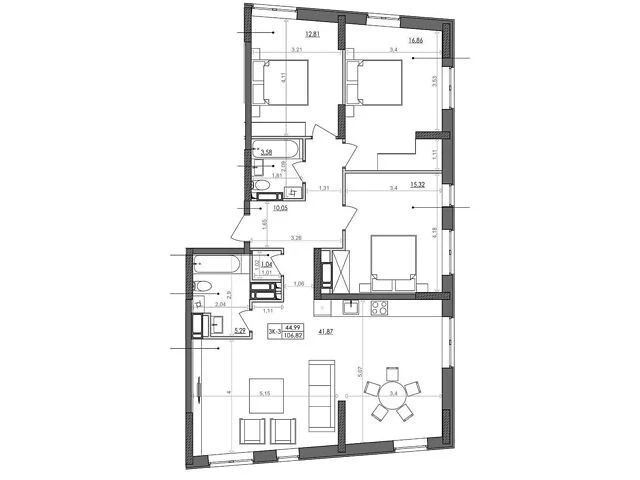 Продаж 3к квартири 105.7 кв. м на шосе Столичне 3 • ID 34814