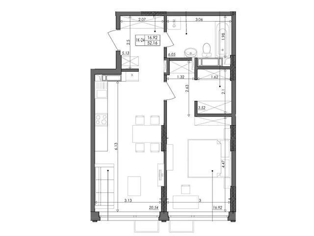 Продаж 1к квартири 49.2 кв. м на шосе Столичне 1Б • ID 34814