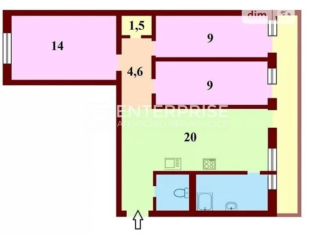 Продаж 3к квартири 63 кв. м на вул. Гетьмана Кирила Розумовс