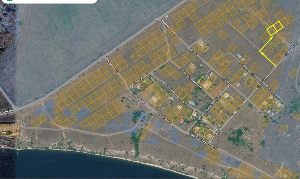 Міська земля 10 соток Лазурний між Соляні і Матвіївка вид на