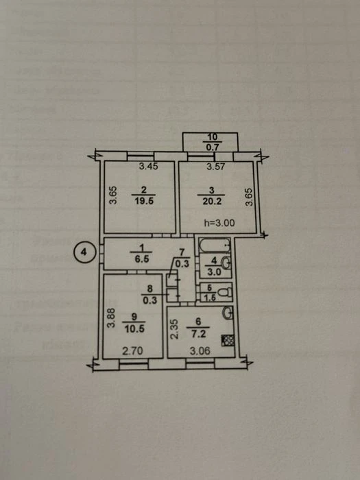 3к сталинка 70 м². Потолки 3м