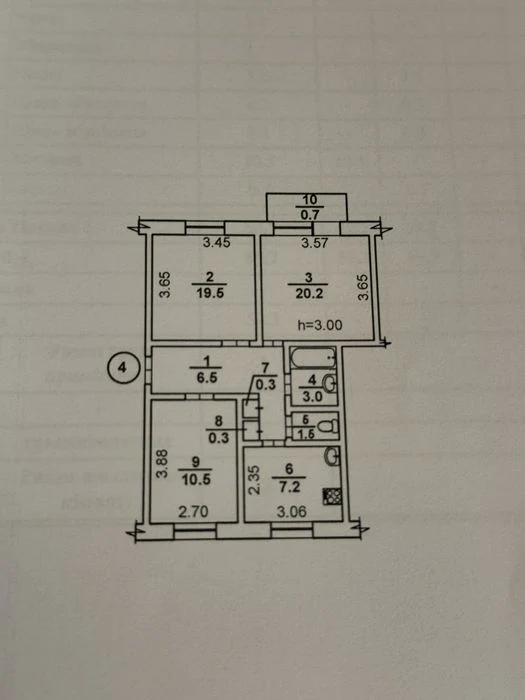 3к сталинка 70 м². Потолки 3м