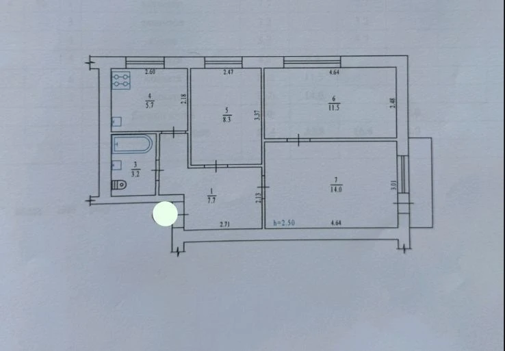 3-кімнатна квартира 52 м² біля 11 школи та Акваарени