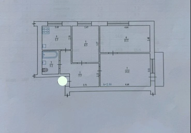 3-кімнатна квартира 52 м² біля 11 школи та Акваарени