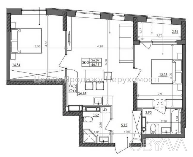 2-room apartment, 64.9 sq.m.
