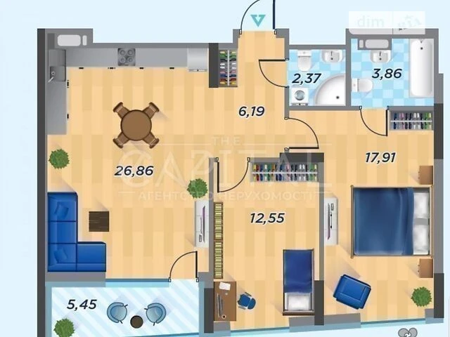 Sale of 2-room apartment 75 sq. m on Vilhelma Kotarbinskogo Street