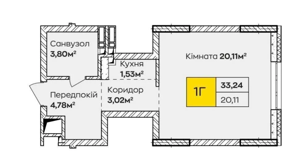 1-room apartment in Kyiv. Discount of 125 thousand UAH for military personnel