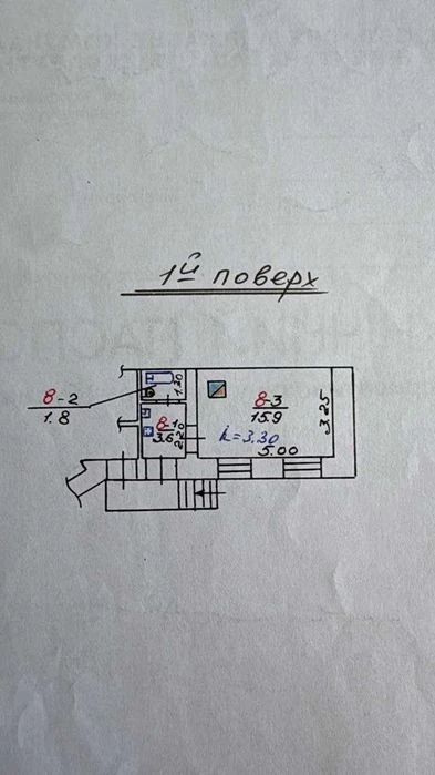 Продаж 1к в Дорошенка 38 1'пов  22м.кв.  55000у.о.