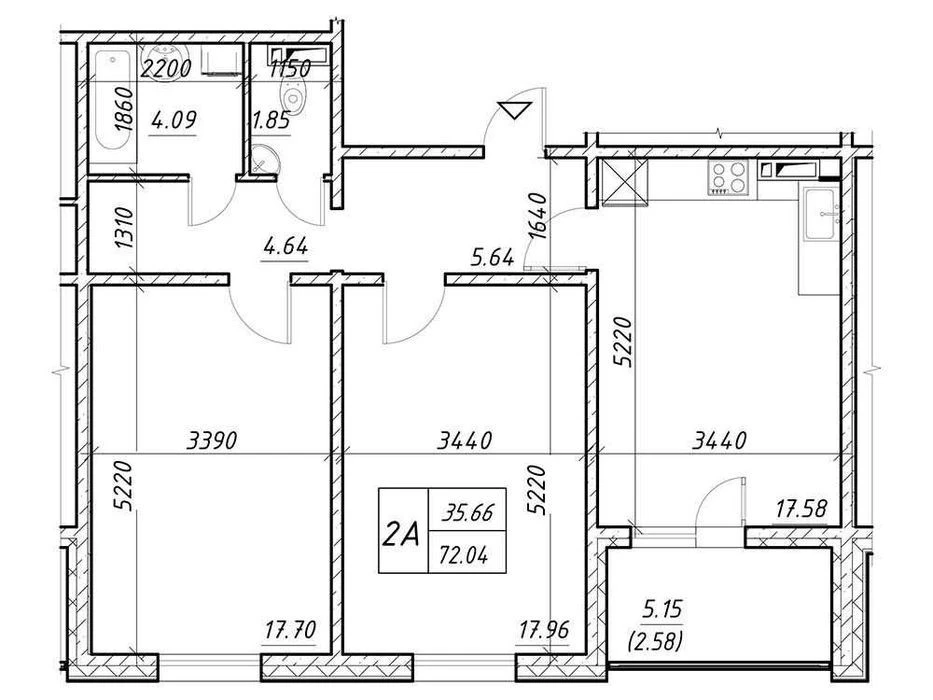 2-room apartment for sale in Desnyansky residential complex, Troyeshchyna