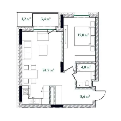 Illinsky House | 1 room 57m² | View of Podil | Clubhouse |