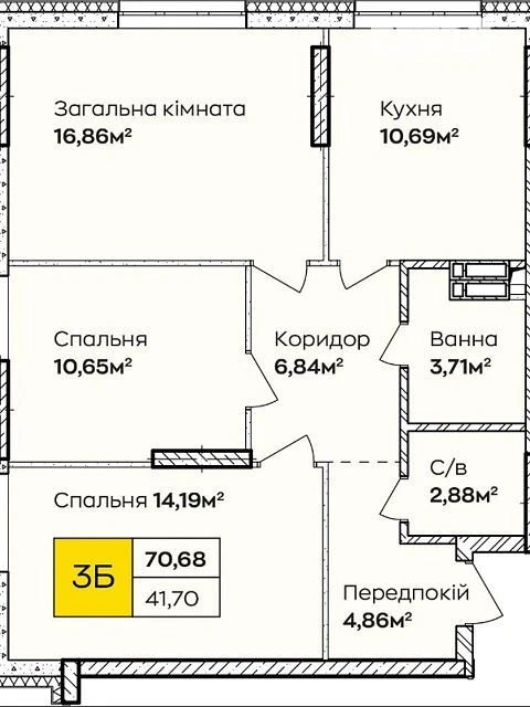 Продаж 3к квартири 71 кв. м на вул. Івана Кочерги 17А, кв. 3