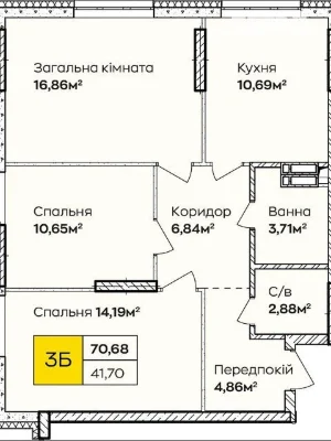 Продаж 3к квартири 71 кв. м на вул. Івана Кочерги 17А, кв. 3