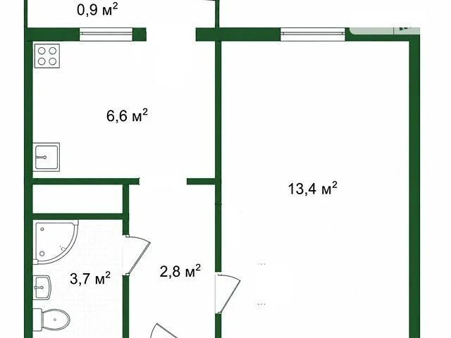 Sale of 1-room apartment 27.4 sq. m. on Bratstva Tarasivtsiv St. 5B