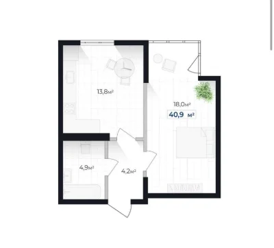 Продаж 1-кімнатної квартири 40 м2 в ЖК Senat_KD