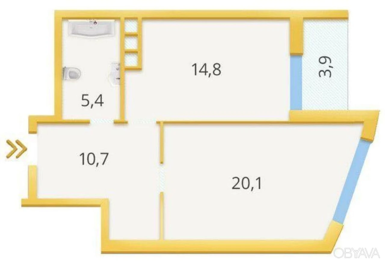 1-room apartment, 57 sq.m.