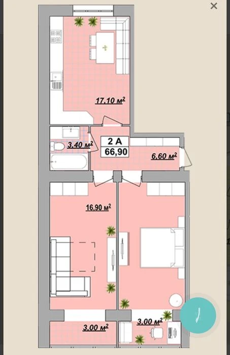 RENTED 2-room apartment in the CENTER 67 m2! Real PHOTOS