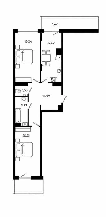 2-кімнатна квартира 85.3 м² у ЖК FIVE ADDRESS — без комісії,