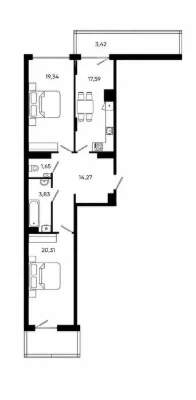 2-кімнатна квартира 85.3 м² у ЖК FIVE ADDRESS — без комісії,