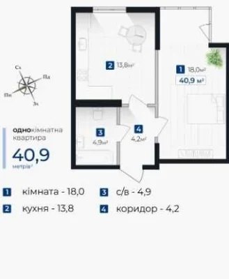 Продаж 1 кімнатноі квартири в збудованому ЖК_N