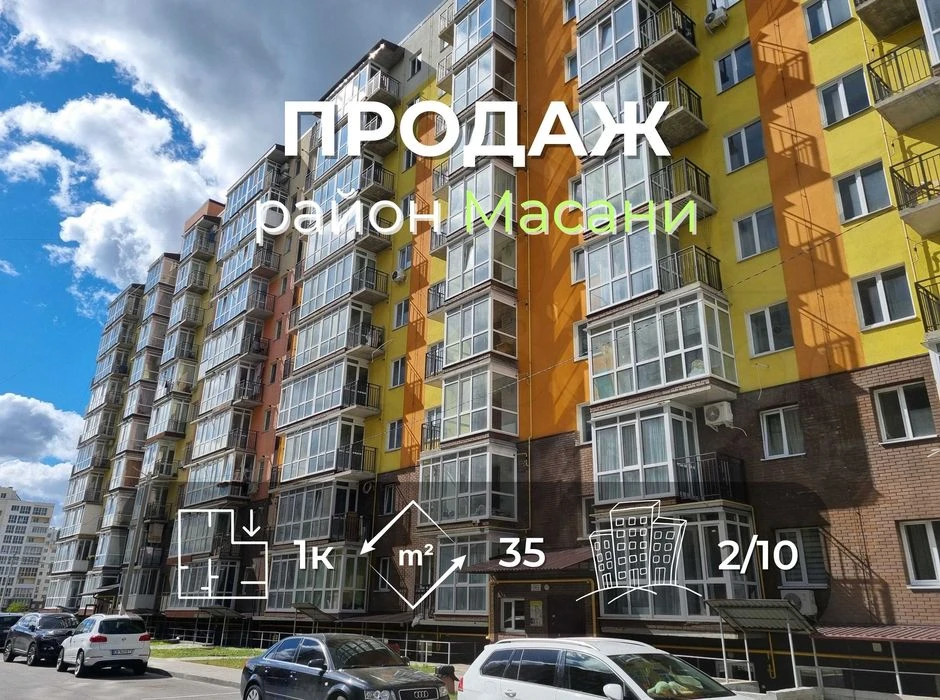 1 кімнатна квартира 35м2, 2/10 з індивідуальним опаленням в
