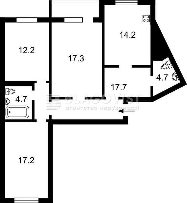 Mashinobudivna 21 3-room apartment for sale in Shulyavka.