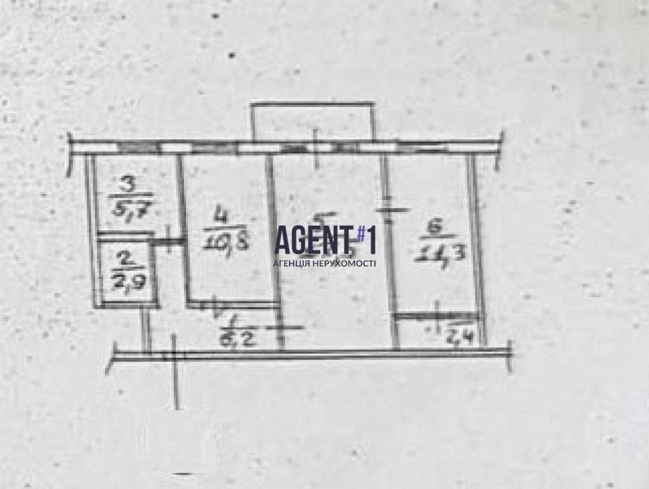 Продаж 3-кімн. квартири, 57.6 кв.м., вул. Миколи Василенка 6
