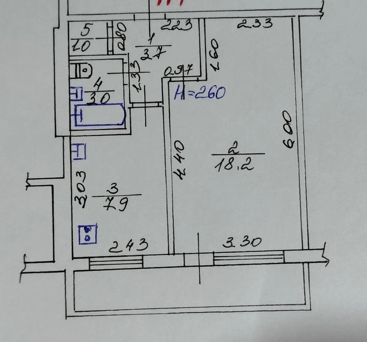 1-room apartment on Svetlaya