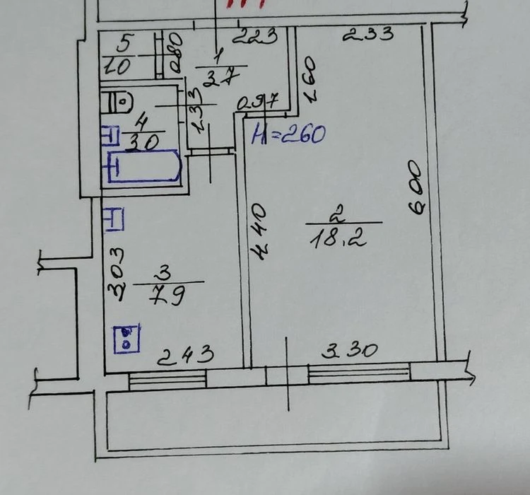 1-room apartment on Svetlaya