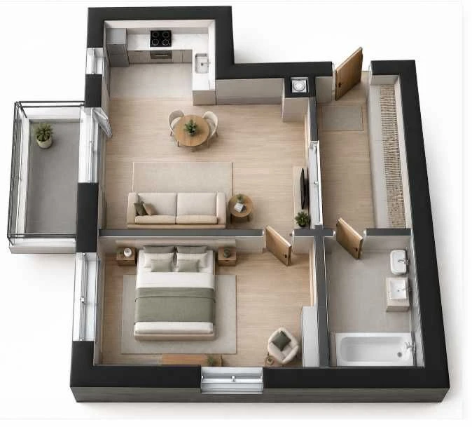 1-кімнатна квартира 41 м² | Малоповерховий ЖК | Розтермінува