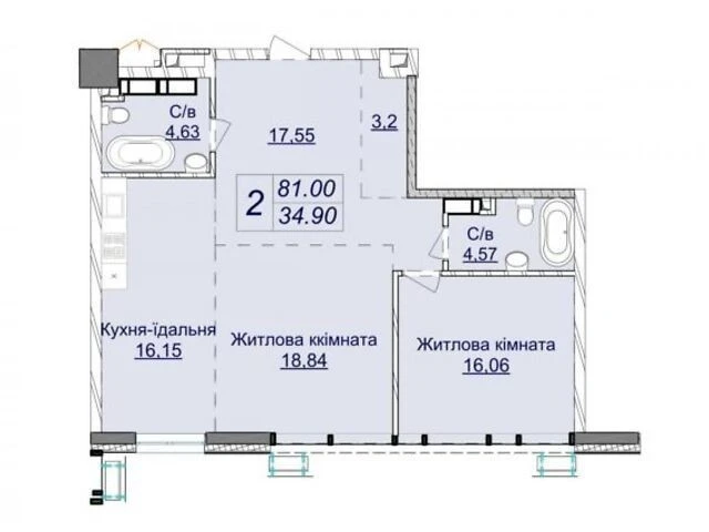 Продаж 2к квартири 81 кв. м на вул. Андрія Верхогляда ЧЕРГА