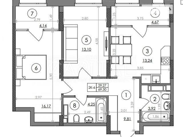 Продаж 2к квартири 69 кв. м на вул. Столичне шосе 4 • ID 347