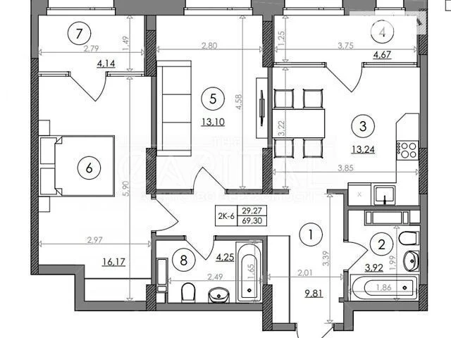 Продаж 2к квартири 69 кв. м на вул. Столичне шосе 4 • ID 347