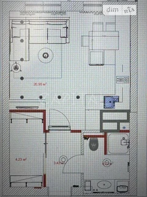 Sale of 1-room apartment 34 sq. m on Vasylkivska st. 37G • ID 3