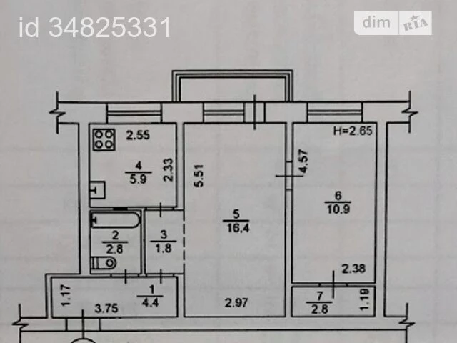 Продаж 2к квартири 46.8 кв. м на вул. Будівельників 3 • ID 3