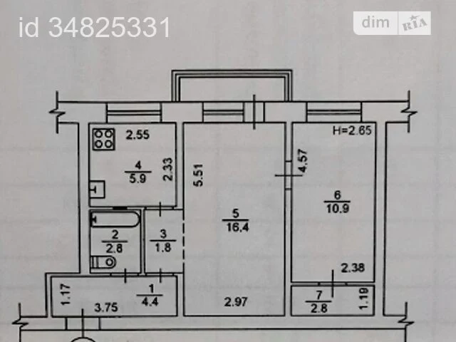 Продаж 2к квартири 46.8 кв. м на вул. Будівельників 3 • ID 3