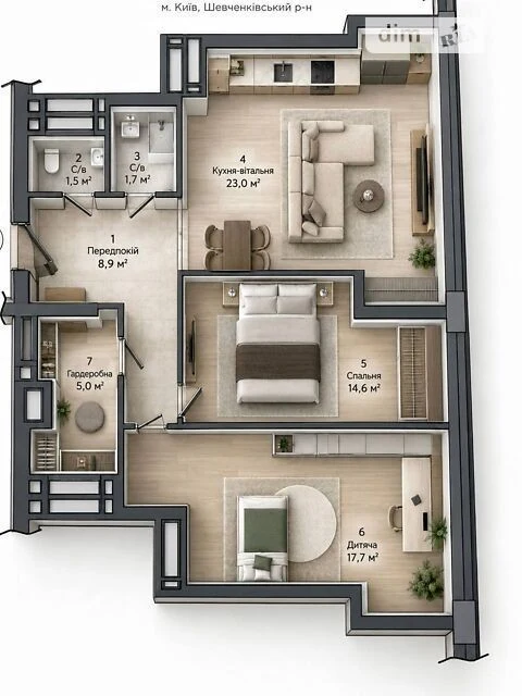 Продаж 2к квартири 73 кв. м на вул. Дегтярівська 17 • ID 348