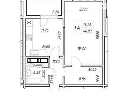 Продаж 1к квартири 46.93 кв. м на вул. Сім'ї Кульженків 21 •