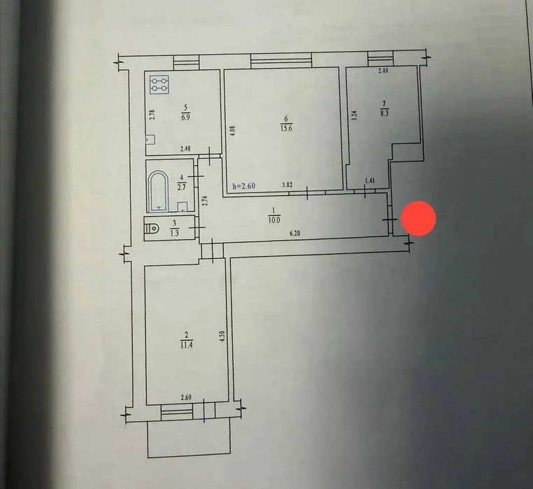Алмазний 3х кімнатна квартира покращенного планування, цегля