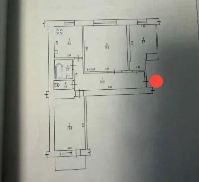 Алмазний 3х кімнатна квартира покращенного планування, цегля