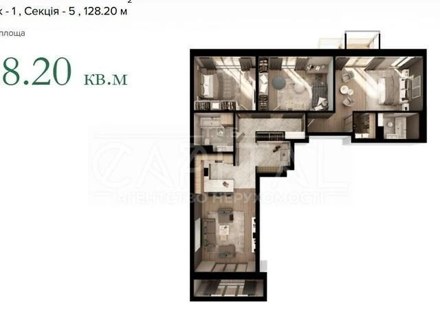 Sale of 3-room apartment 128 sq. m. on Naberezhno-Khreshchatytska 2 st.