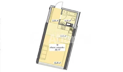 Дуже гарна 1-кімнатна квартира 30.17 м² з ремонтом в Аркадіі
