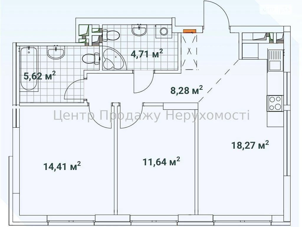 Продаж 2-кімнатної квартири, 63 м² в ЖК Варшавський 3, Київ