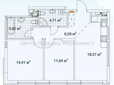 Продаж 2-кімнатної квартири, 63 м² в ЖК Варшавський 3, Київ