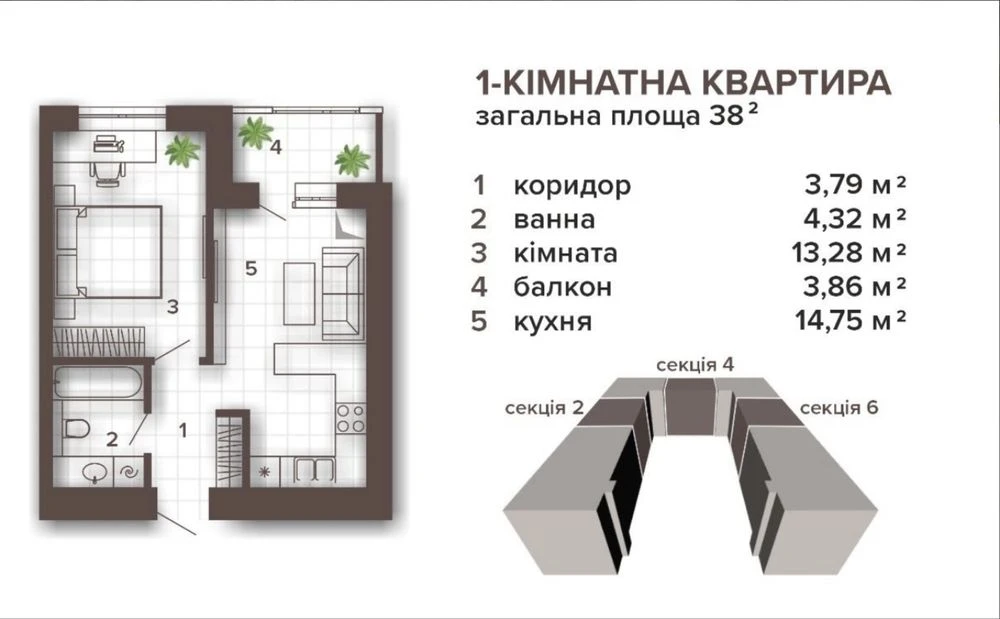 Видова 1-кімнатна квартира в районі Майзлі