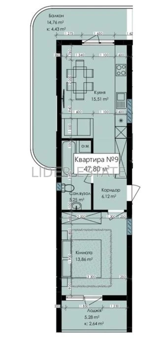 Продаж 1-кімн., квартири 47.8 м² | ЖК Годинки | Ужгород